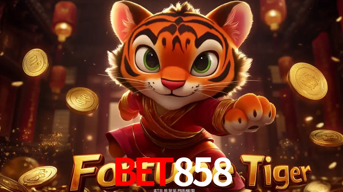 O carismático mascote do jogo de slot Fortune Tiger, um tigre fofo em pose de artes marciais, pronto para trazer sorte e multiplicadores de ganhos no cassino online BET858.